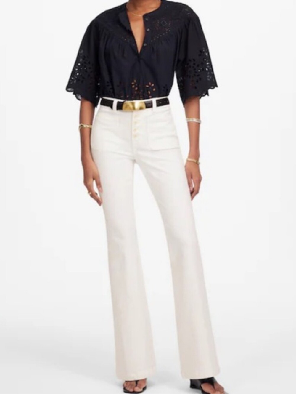 NWT Madewell The Flea Market Flare Jeans White High Rise Size 28